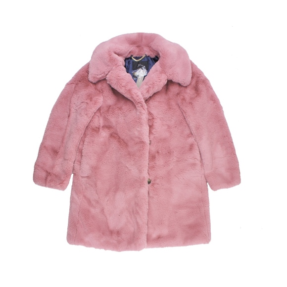 New JCREW Pink Faux Fur Coat - Picture 2 of 4
